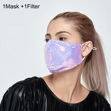 PM 2.5 Anti Dust Women Mouth Mask Fashion Sequin Muffle Sequins Face Mask Dustproof Earloop Face Mouth Masks Respirator