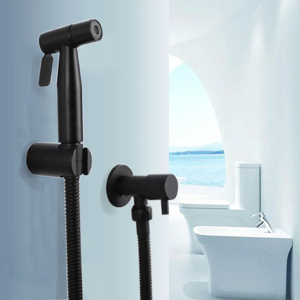 Bathroom Toilet Bidet Sprayer Hand-held Shower Head with Hose & Bracket Holder & Valve
