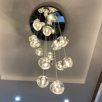 

Modern Loft ceiling Chandelier Lighting for Kitchen Living Room Villa Staircase Long Hanging Lamp Crystal Balls LED Chandeliers