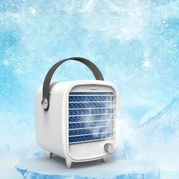 

Miniature Fan Ice Cold Fan Ice Cube Three-layer Cooling Fan Atmosphere Light Portable Fans Rotary Vane 5v No Timing White CE 5w