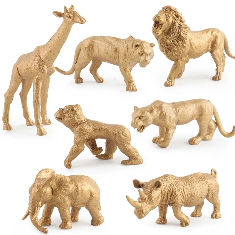 

7Pcs/Set Simulation Mini Wild Zoo Animal Figure Model Plastic Lion Tiger Orangutan Rhino Leopard Elephant Giraffe Toy