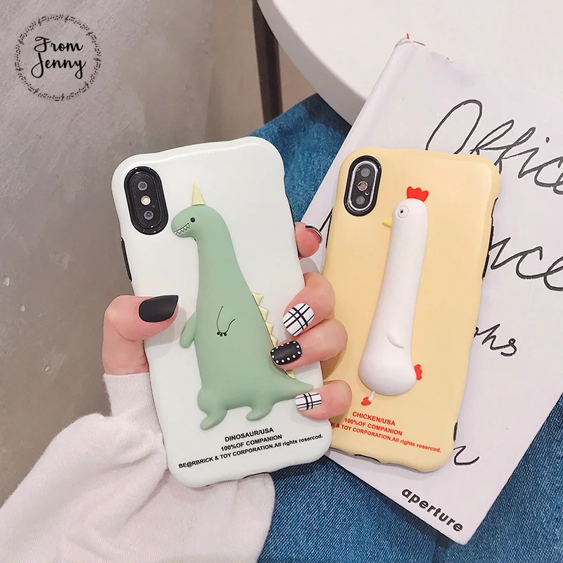 

From Jenny Stereo animal for iPhone x xr xs max 6 6s 7 8 Plus solid color chick mobile phone silicone protective soft shell