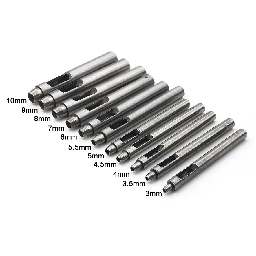 DIY Leather Hole Punch Cutter 0.5mm-10mm Leather Working Tools for Watch Bands Belts Canvas Paper Round Hollow Hole leather craft tools leather punches