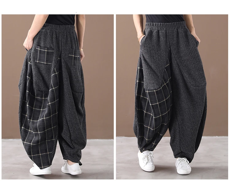 Max LuLu корейские модные женские Свободные Лоскутные Брюки женские повседневные клетчатые шаровары винтажные осенние негабаритные брюки