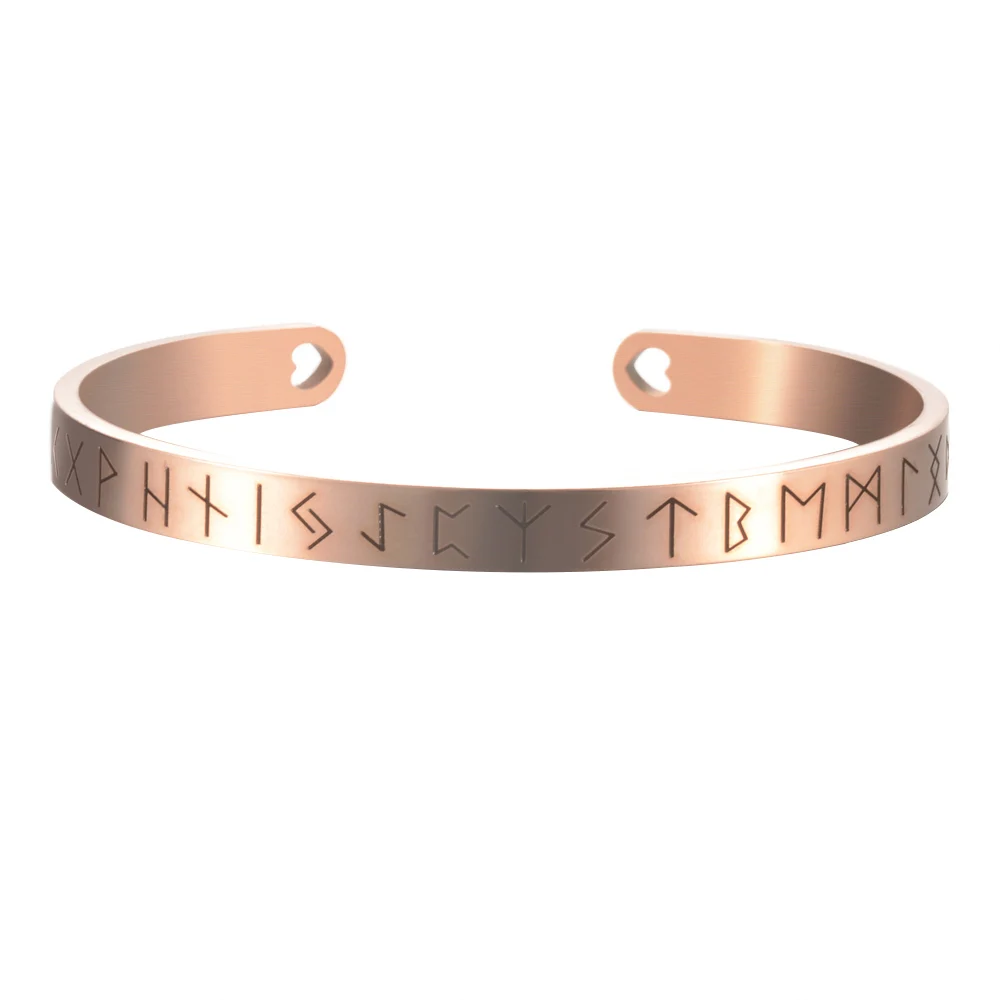 6mm rose gold Скандинавский Викинг браслет с рунами Регулируемый Амулет манжета браслет с валкнутом Нержавеющая сталь качество мужские ювелирные изделия SL-144 - Окраска металла: 6mm rose gold