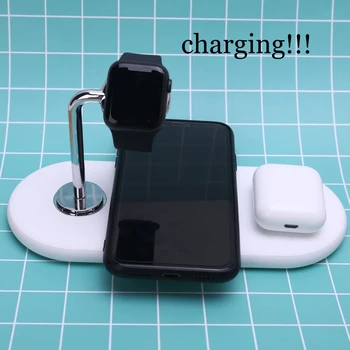 

1 Set 10W Wireless Charger 3-in-1 5 Coils Wireless Charging Pad QI Fast Charging Recharger For 2 Smart Phones Smart Watch Earbud