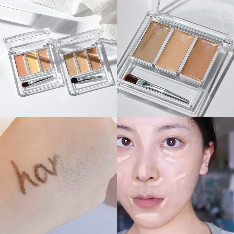 2019 Hot 3 Color Concealer Palette Cream Texture Cover Acne Marks Spots Freckles Dark Circles New Fashion Women Girl Makeup t6 | Красота и