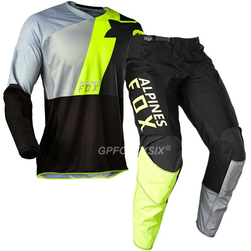 Gray ALPINES FOX 180 LOVL велосипедные комплекты MTB DH Горные горные велосипеды внедорожные мотоциклетные гоночные передачи Мотокросс Джерси MX БРЮКИ - Цвет: Gray
