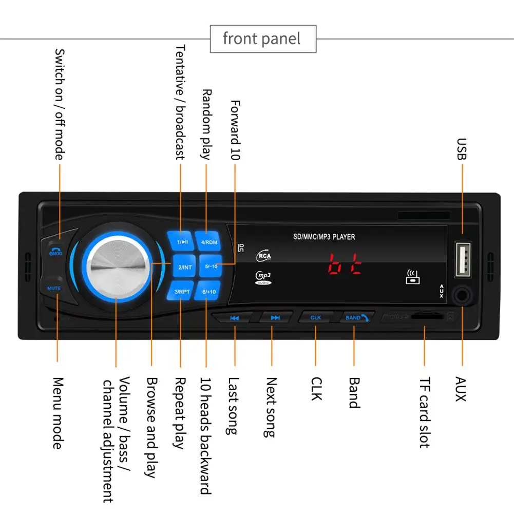 12 В автомобильное радио FM радио Bluetooth V5.0 стерео плеер дистанционное управление SD USB AUX MP3 плеер Поддержка пульт дистанционного управления светодиодный экран