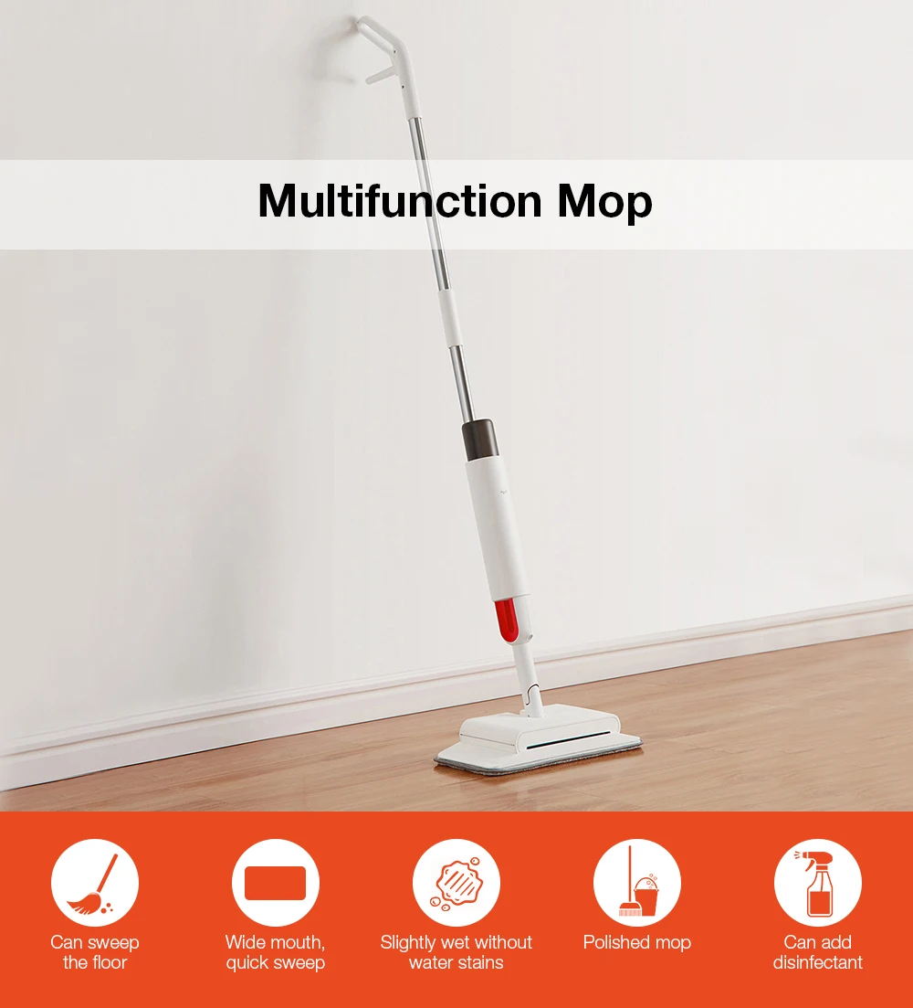 Deerma TB900 Multifunction Water-spray Mop Sweeper 230ml Dustbin 280ml Watertank Rotatable Design