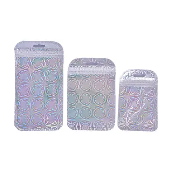

Flat Zip Lock Bath Salt Cosmetic Bag One Side Clear Holographic Laser Mini Aluminum Foil Zip Lock Bags Thick