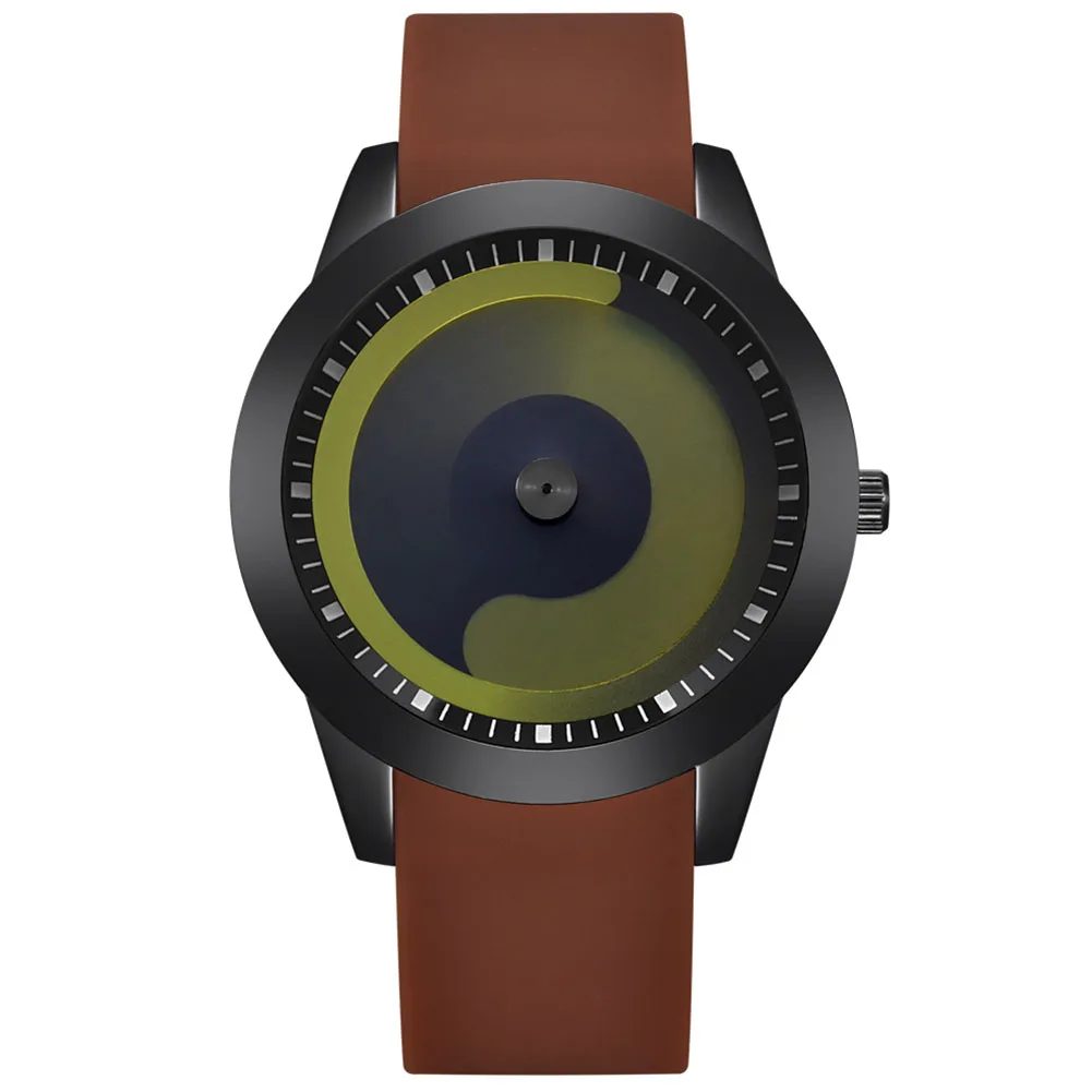 Crea-tive женские мужские градиентные аналоговые круглые кварцевые наручные часы с циферблатом подарок для влюбленных мужские и женские модные часы - Цвет: Brown   Green