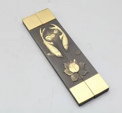 Paperweights Chinese Classical Pisa Papeles Brush Pen Painting Brass Paperweight with Carved Pattern 15cm Paper Pressing Prop