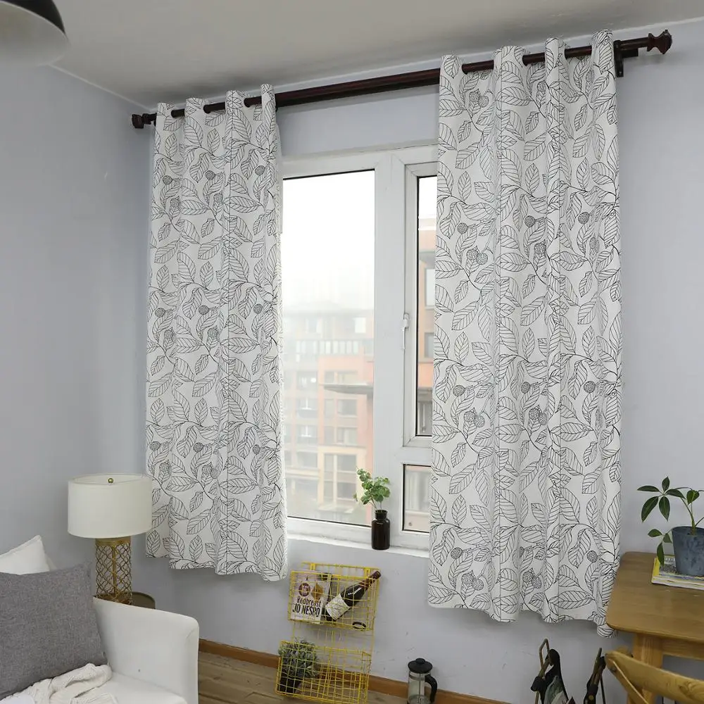

Modern Leaves Half Blackout Curtains For Living Room Kitchen Curtain Home Decor Grommet Window Curtain Panel Treatment 140x215cm