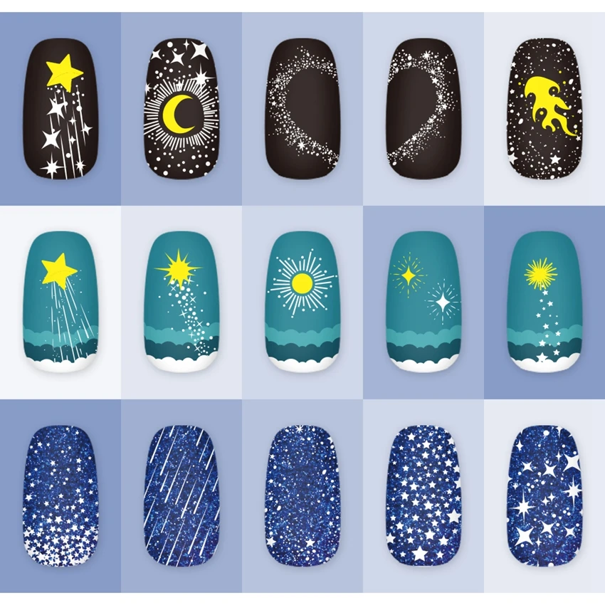 1PC Nail Art Stamping Plate Galaxy Moon Stars Image Stamp Template Stainless Steel Stencil for Manicure DIY Design Tool