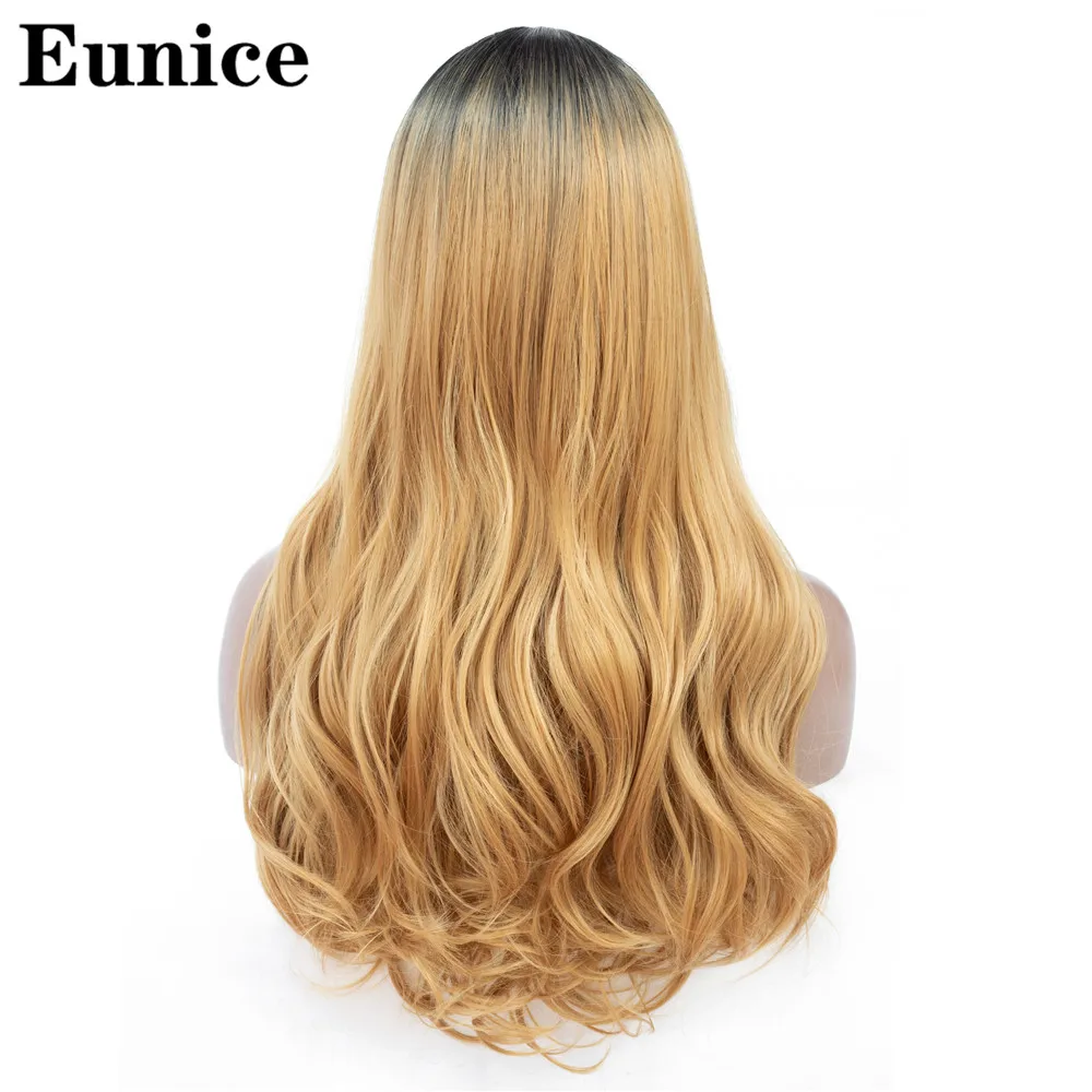 Ombre Light Brown Длинные волосы волнистые парики высокой плотности температура Синтетические парики натуральный черный Омбре серый/Блонд/коричневый косплей волос для женщин Eunice - Цвет: Ombre Light Brown