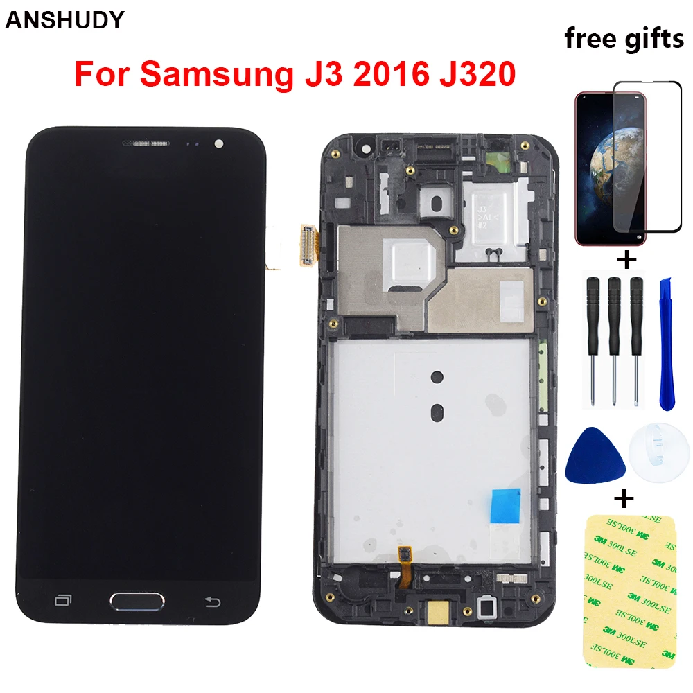 

LCD For Samsung Galaxy J3 2016 LCD Screen J320 J320A J320F LCD J320M J3 J320FN LCD Display Touch Screen Digitizer Assembly Frame