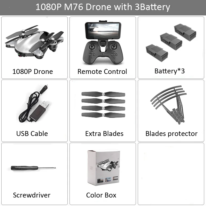 M76 складной Профессиональный радиоуправляемый Дрон с 4K 1080P HD камерой WiFi FPV оптический поток RC Квадрокоптер детские игрушки VS SG106 E58 Xs816 - Цвет: M76 1080P 3B BX