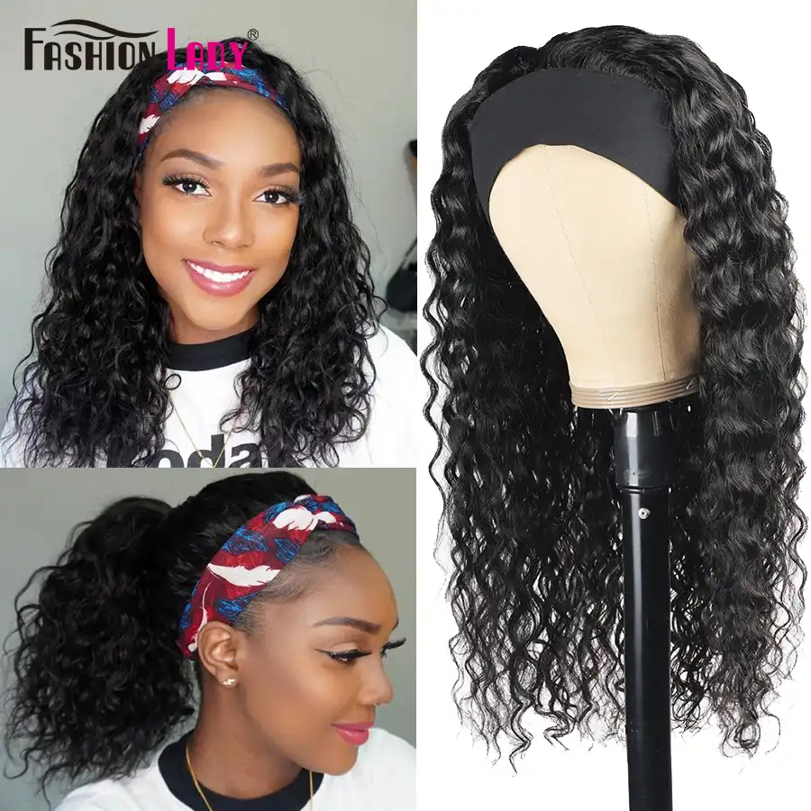 ブラジル髪かつらヘッドバンドかつら人毛水波かつら黒人女性グルーレスかつらレミーの髪簡単着用するスーパーリアル外観 フルマシーンウィッグ Aliexpress
