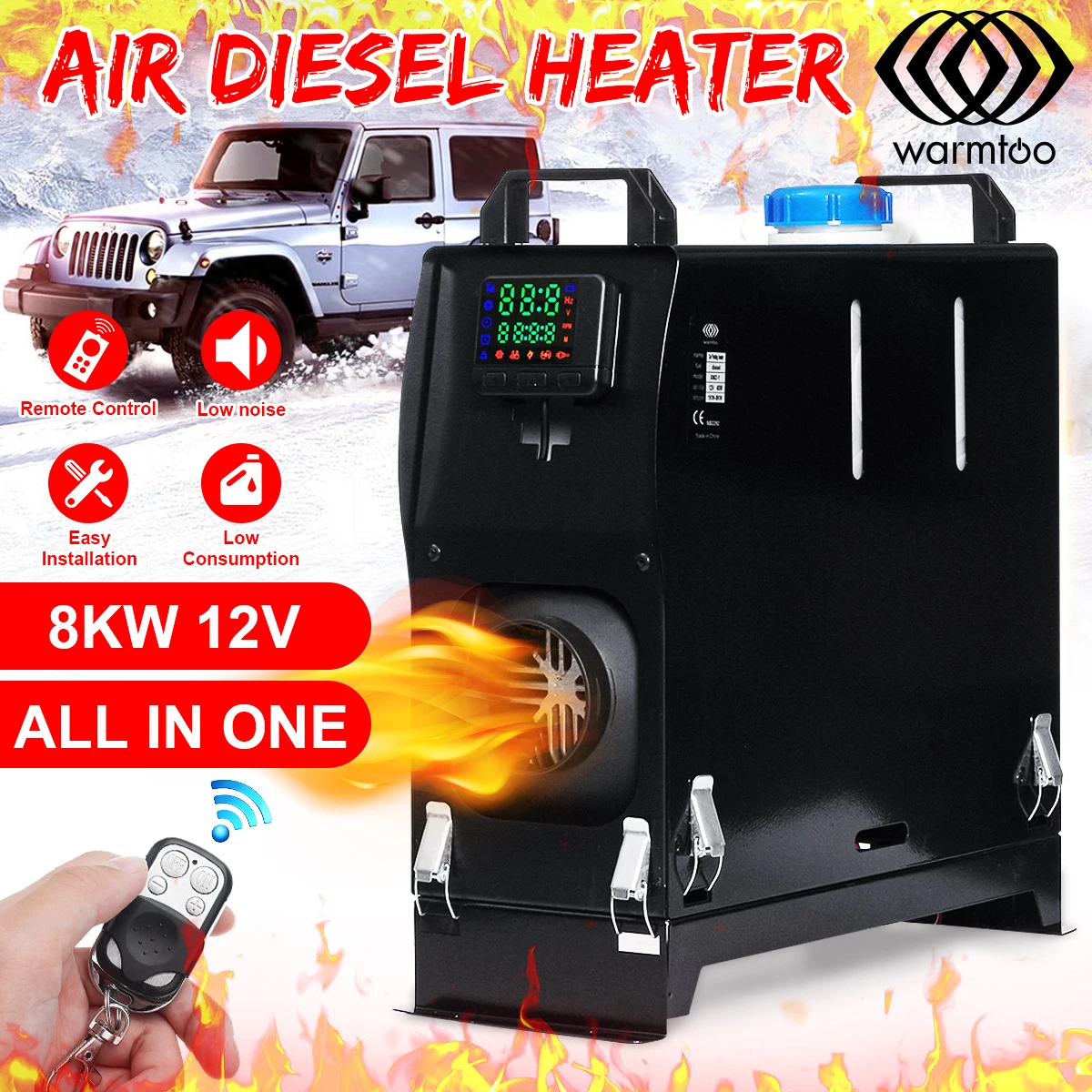 8000W 12V Alle In Een Diesel Air Heater Digitale Lcd Monitor Auto Airconditioner Auto Verwarming Ontdooien + afstandsbediening Voor Auto Bus