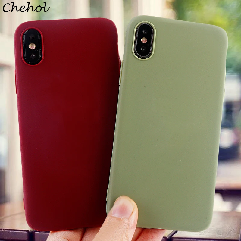 Чехлы для телефонов iPhone 11 Pro 6s 7 8 Plus X XS MAX XR Soild мягкий силиконовый Ультратонкий