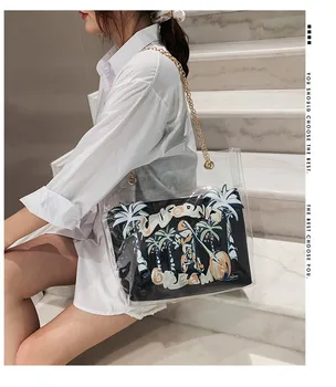 

Transparent Bags Handbags,Retro Handbags,Beach Women Bag Over the Shoulder,Waterproof Bags Women,Large Capacity