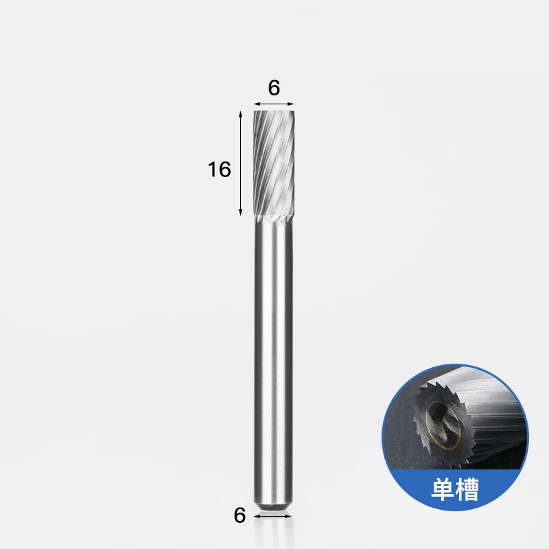 1PC- твердая карбидная Вольфрамовая сталь фреза, 6 мм хвостовик типа А металлическая электрическая шлифовальная головка, Полировальный Инструмент - Длина режущей кромки: A0616M06