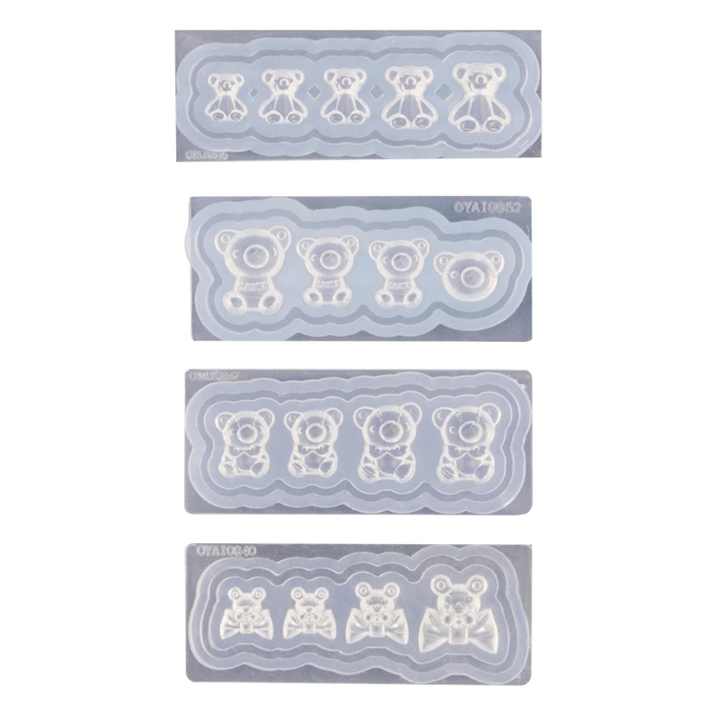 

Crystal Epoxy Resin Mold Nail Carving 3D Bear Silicone Mould DIY Nails Stencils F3MD