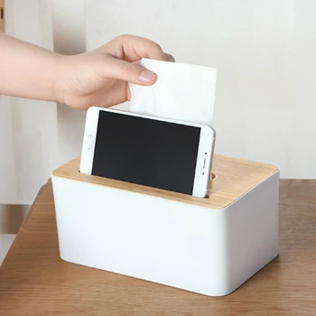 

Simple Moisture-proof Plastic Tissue Box Removable Bamboo Wooden Cover Container Napkins Storage Holder Home Kitchen Accessories