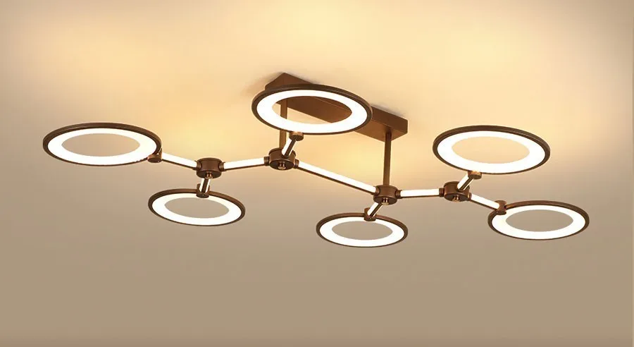 Кофе золото светодиодный LED люстры лампы для мотоциклов для гостиная спальня затемнения дистанционное управление акрил яркий освещение в