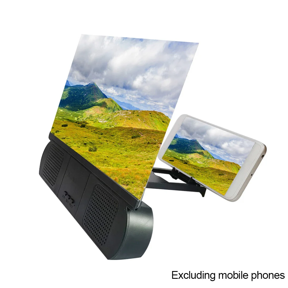 With Bluetooth Speaker Phone Screen Magnifier HD Projection Holder Amplifier Video Enlarger HIFI Sound Movie Desktop 10inch