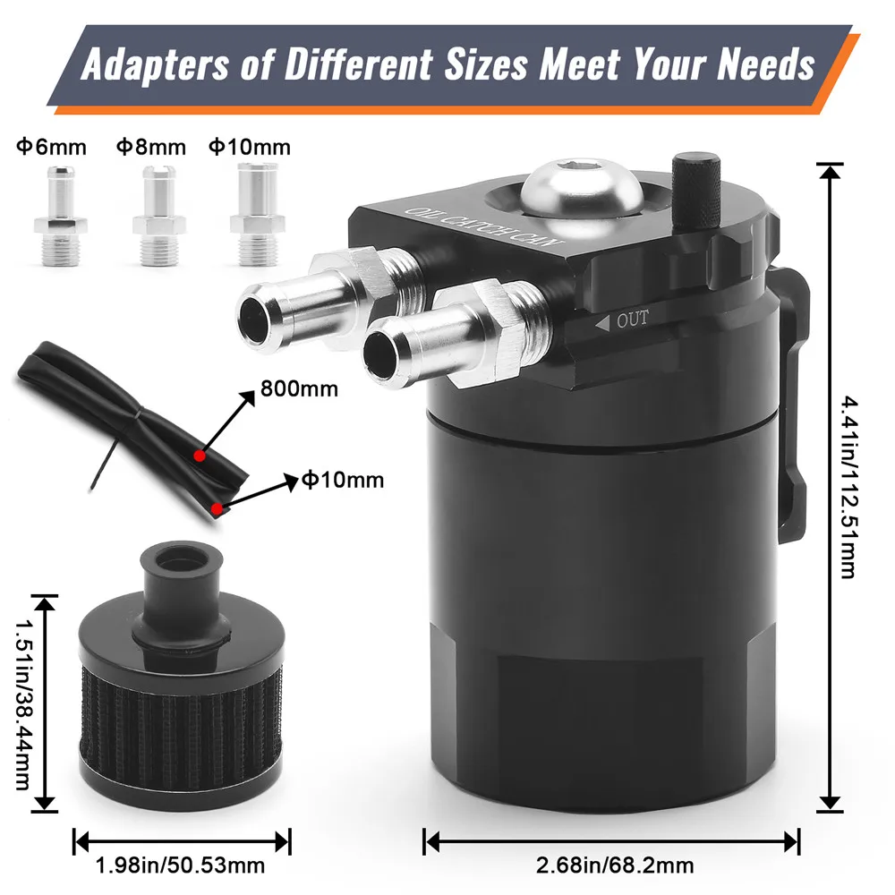 Universal Verblüfft Aluminium Öl Fangen Können Reservoir Tank/Öl Tank mit Filter Schwarz RS3-OCC009-New – Detail 8