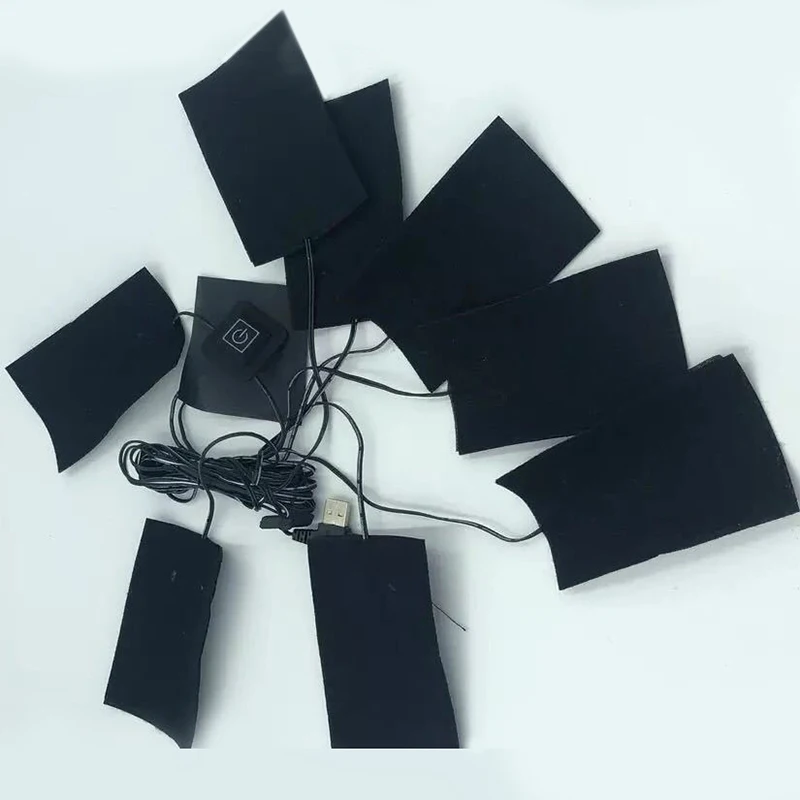 8 в 1 USB грелка для одежды 5 в электрический нагревательный лист с 3 передачами Регулируемая температура грелка для жилета куртки