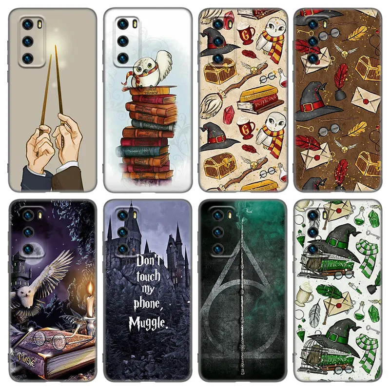 Чехол Magic-Element с совой для Huawei P20 P30 P40 P50 Pro P8 P9 P10 Lite 2017 P Smart Z S 2020 2021 2018 2019 черный чехол