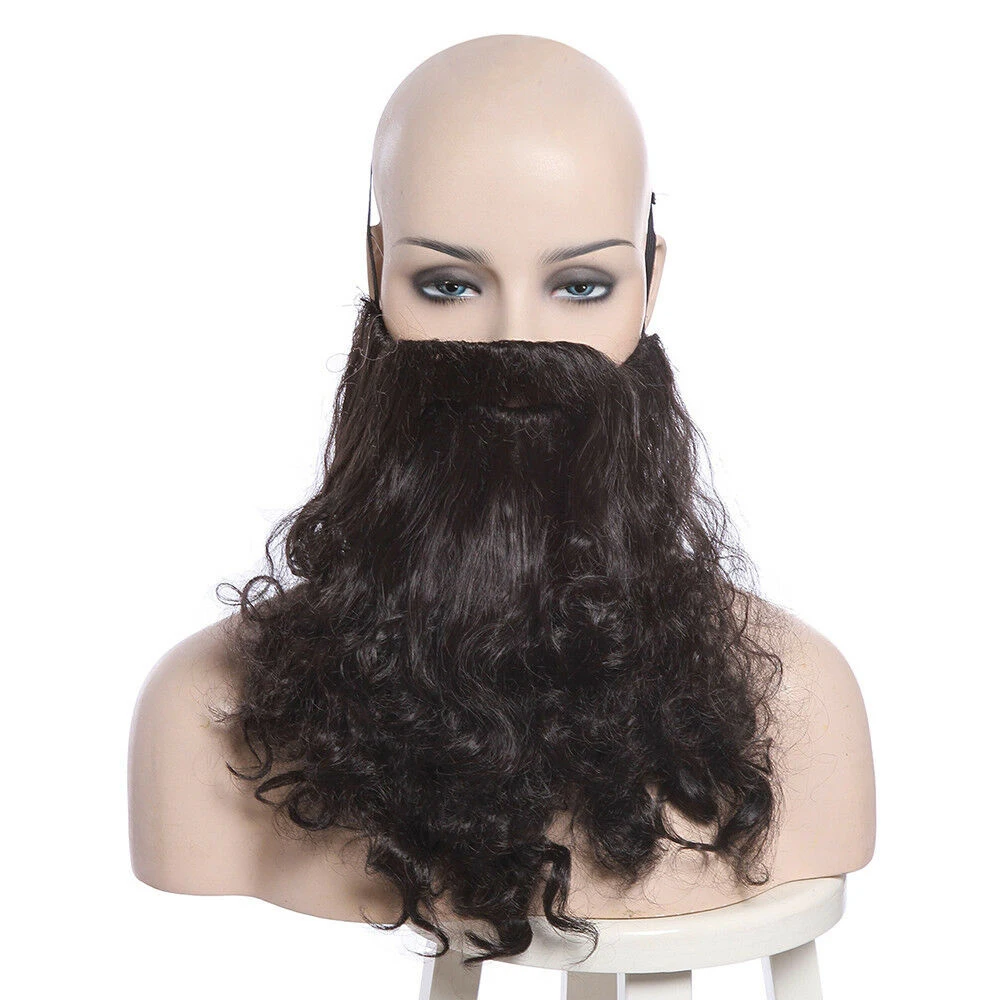 HP Rubeus Hagrid Cosplay Wig Curly Wavy Black Long Synthetic Hair With Beard Whiskers Halloween + Free Wig Cap anime cosplay