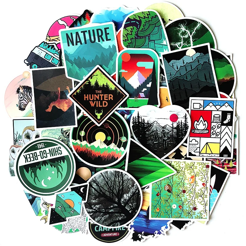 

50 sheets Outdoor scenery Doodle laptop sticker Easy to paste or peel Clear printing for macbook pro computer stickers mac decal