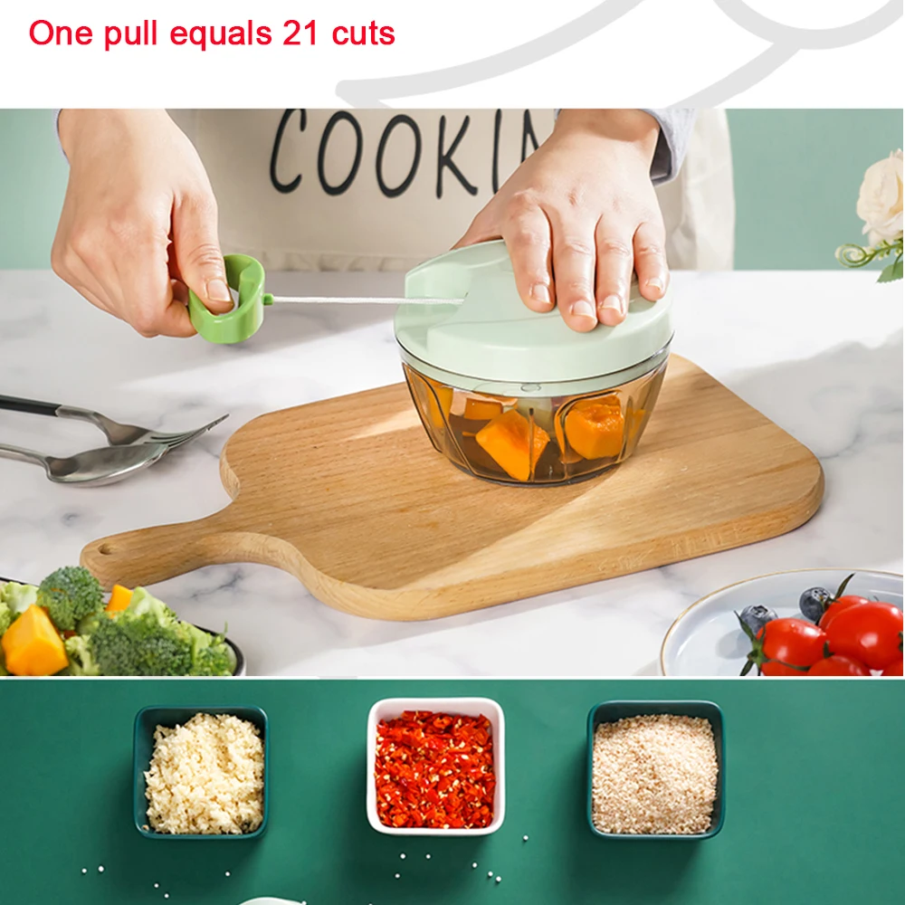 

Portable PET Manual Fruit Vegetable Chopper Hand Pull Food Cutter Onion Nuts Grinder Mincer Multifunction Kitchen Accessories