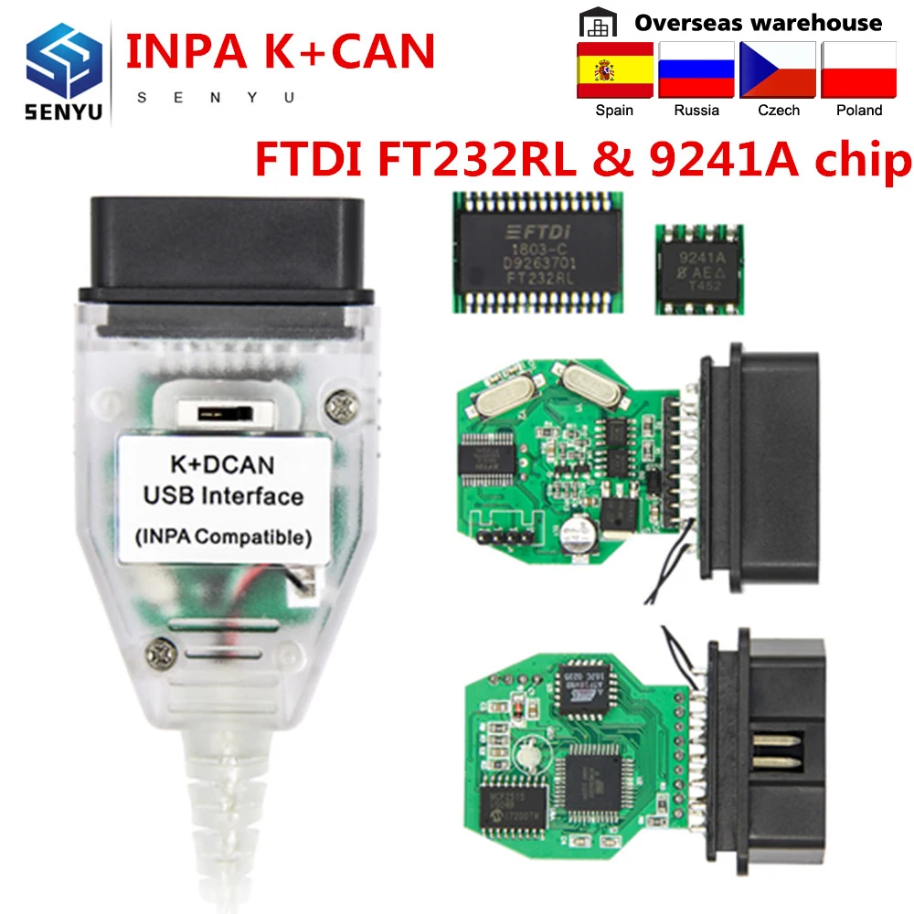 INPA для BMW K + DCAN переключатель FTDI FT232RL чип 9241A чип OBD OBD2 диагностический инструмент INPA K + CAN USB диагностический сканер с переключателем