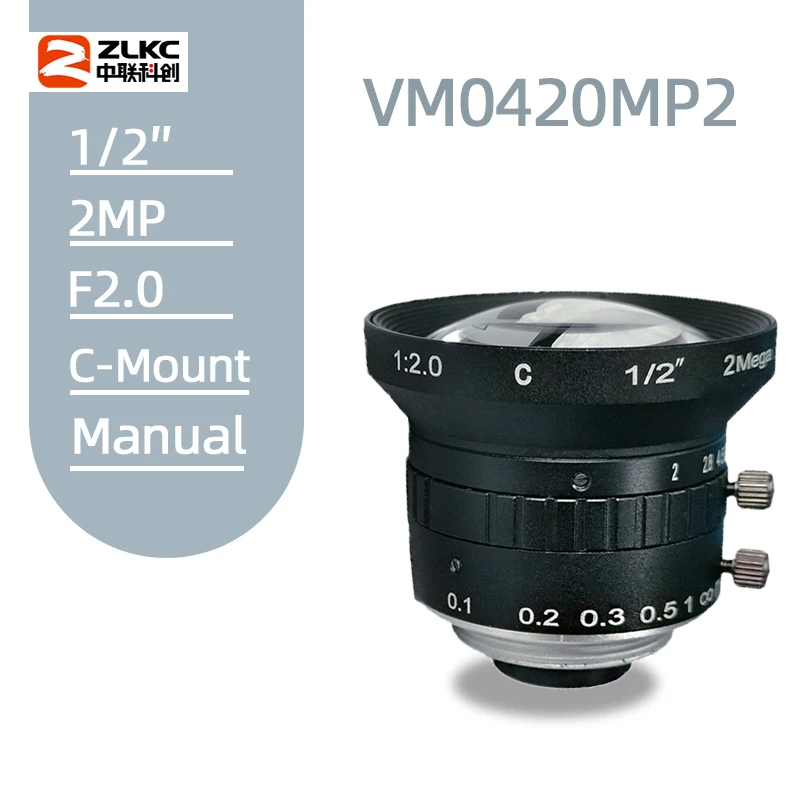 

Machine Vision Lens 4mm Fixed Focal Length 2.0 Megapixel Industiral Camera lens F2.0 1/2" FA Lens C-Mount Surveillance Lens