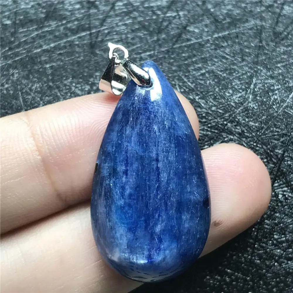 

Top Natural Blue Kyanite Beads Pendant For Woman Lady Man Crystal 33x18x6mm Cat Eye Stone Silver Necklace Pendant Jewelry AAAAA