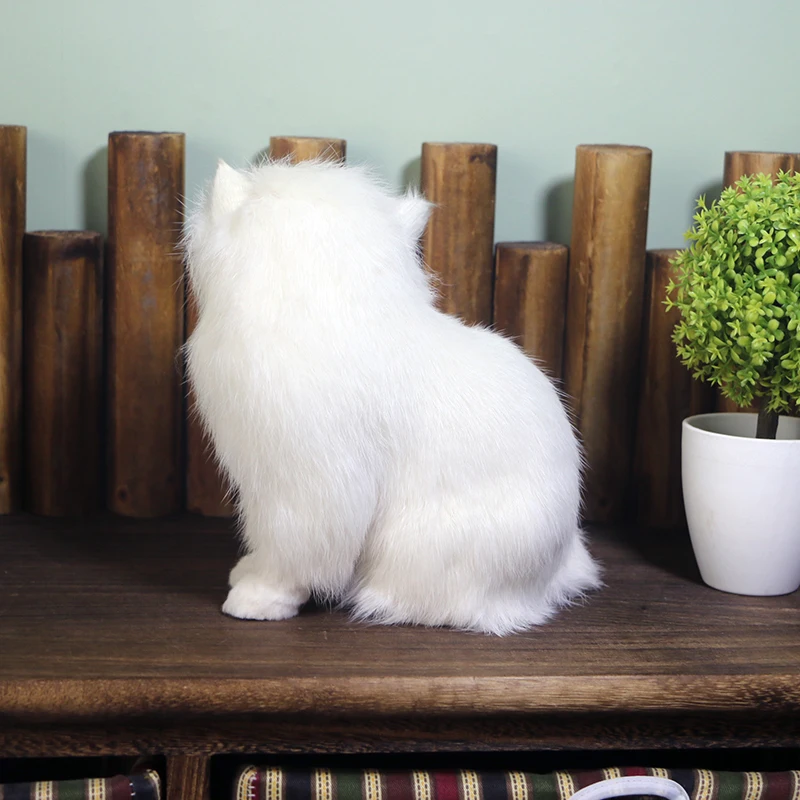 Realistic Cute Simulation Stuffed Plush White Persian Cats Toys Cat Dolls Table Decor Kids Boys Girls 2
