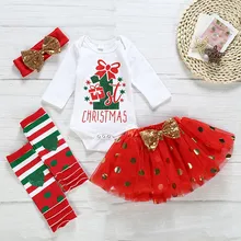 Одежда для малышей с надписью «My First Christmas»; Рождественский комбинезон для новорожденных девочек; юбка-пачка; повязка на голову; Рождественские юбки