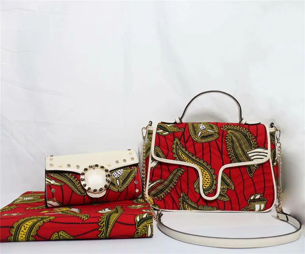 Высокое качество Африканский восковой мешок комплект 6 ярдов настоящая восковая ткань, красивый дизайн женские восковые сумки 92408