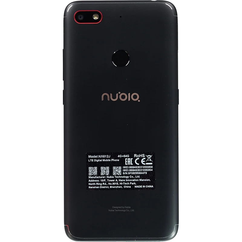 Смартфон Nubia V18 64Gb 4Gb черный 3G 4G 2Sim 6" IPS 1080x2160 And7.0 13Mpix WiFi GPS