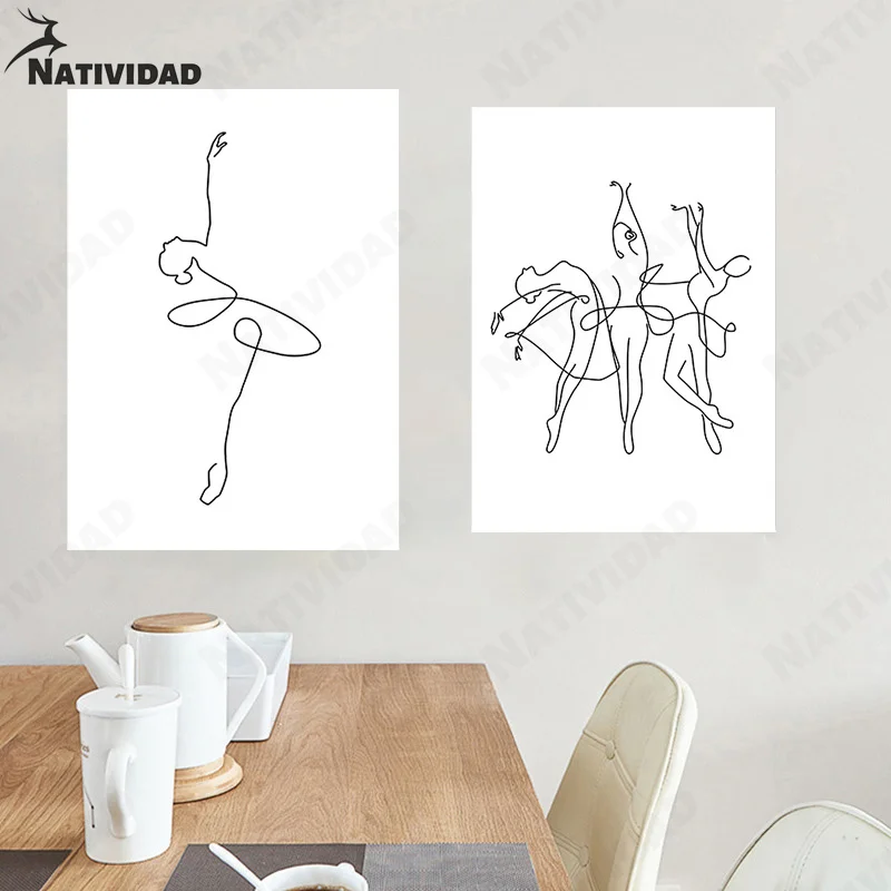 

Line Ballet Dance Art Poster Home Decoration Minimalist Character Canvas Painting Wall Art Bedroom Living Room Aesthetic Decor