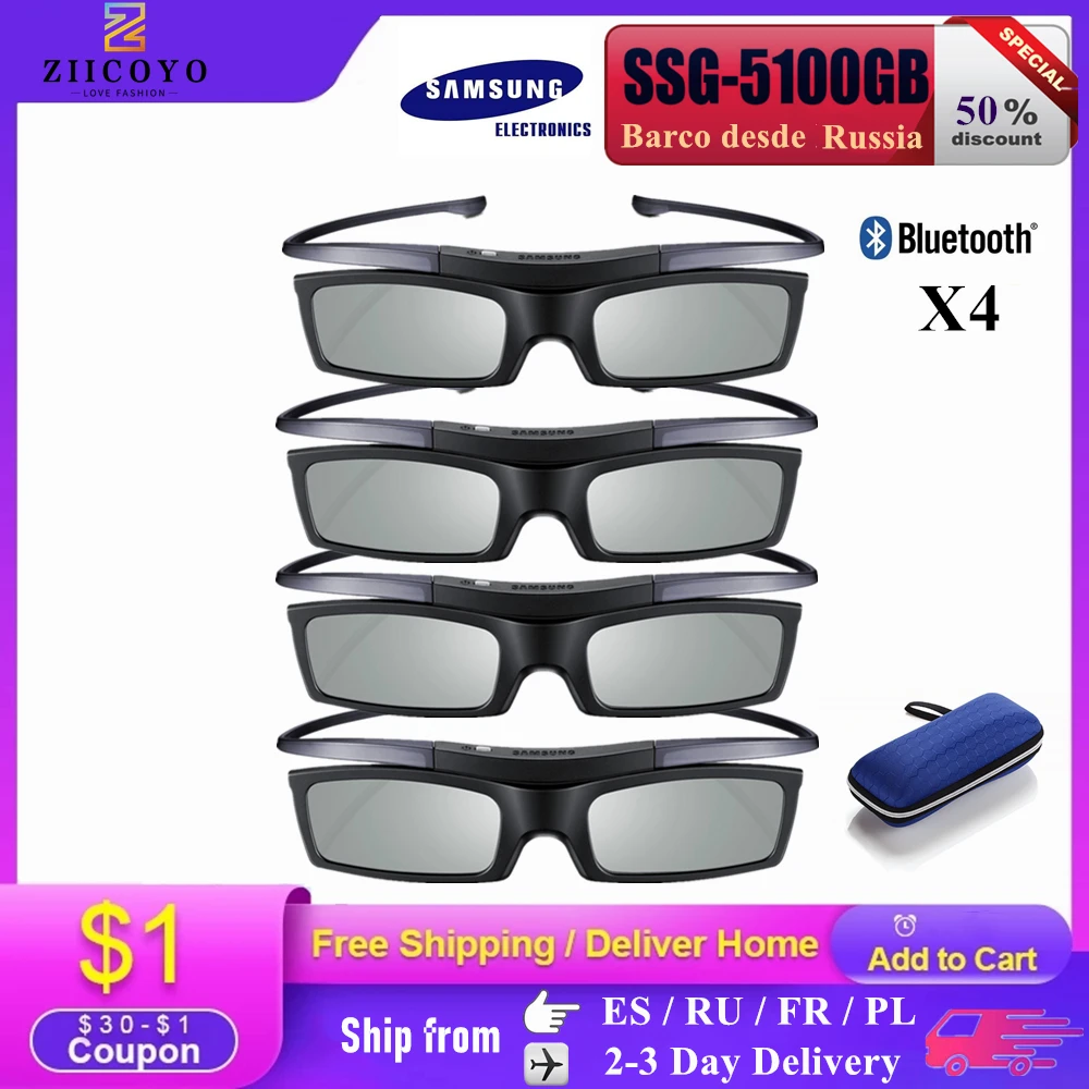 Gafas 3D ssg-5100GB con Bluetooth, lentes activos ssg5100 originales para todos los Samsung, Sony, epson, 3D, series de TV