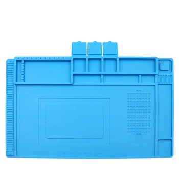

Silicone Repair Mat Magnetic Soldering Mat Heat Insulation Electronics Repair for Cellphone Laptop Watch (Blue)