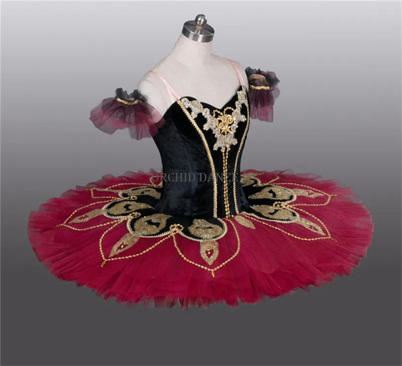 Профессиональная одежда для балета и выступлений для девочек, костюм, бархатная классическая красная балетная пачка