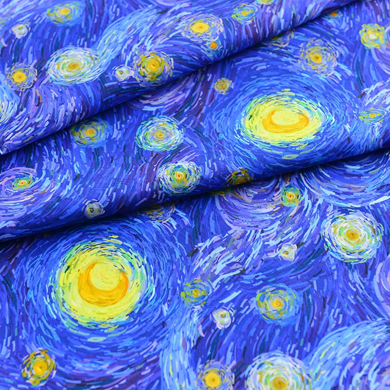 Chainho,Blue Digital Printed Cotton Fabrics,DIY Handmade Quilting & Sewing Baby&Children's Garments,Bag,Crafts,Cushion Material