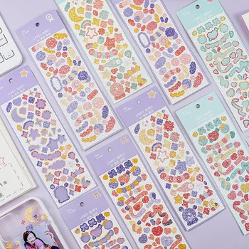 Mengtai 1pcs Colored stars ribbons Decorative Sticker Scrapbooking Label Diary Korean Stationery Album Journal Planner